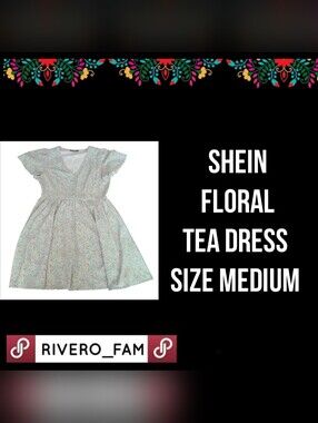 SHEIN | FLORAL TEA DRESS |  SIZE MEDIUM